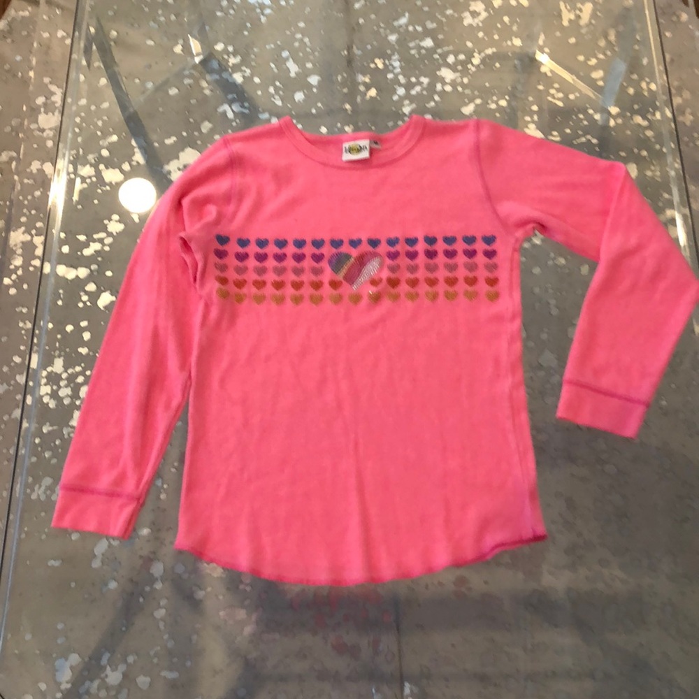 Lemon girls size 12 pinkwaffle long sleeve w/studs